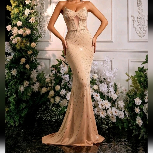 Dresses & Skirts - Elegant Sparkly Apricot Mermaid Maxi Skirt, Suitable For Formal Gala,Party Dress